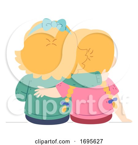 Kids Girls Siblings Arm Shoulder Illustration by BNP Design Studio