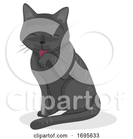 Cat Pet Self Grooming Illustration by BNP Design Studio