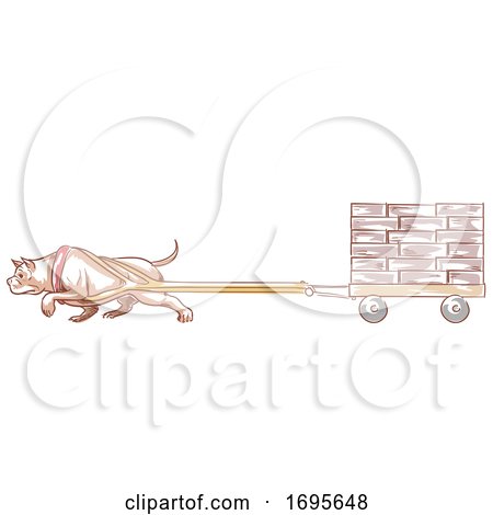 Dog Pit Bull Weight Pulling Illustration by BNP Design Studio