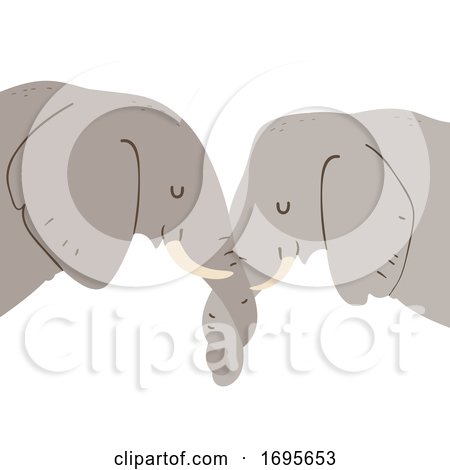 Elephant Entwine Trunks Show Affection by BNP Design Studio