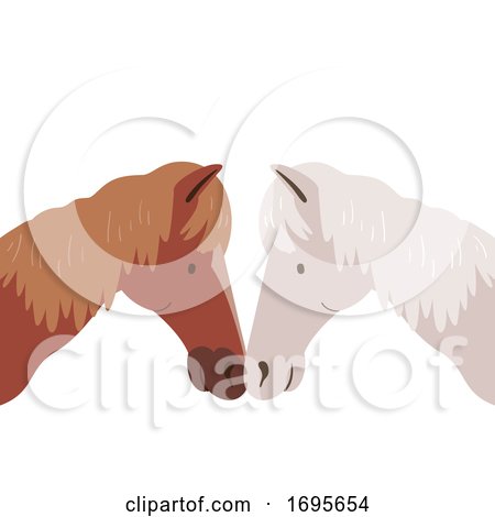Horse Rub Nose Sign Affection Illustration by BNP Design Studio