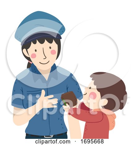 Girl Kid Boy Return Wallet to Police Illustration by BNP Design Studio