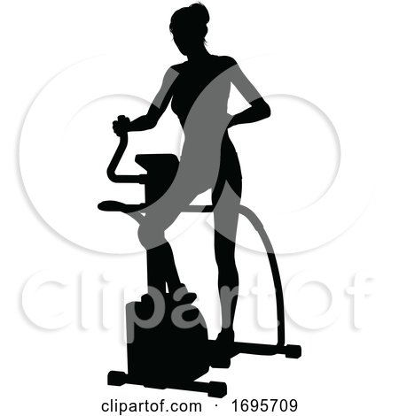 Gym Woman Silhouette Elliptical Cross Fit Machine by AtStockIllustration