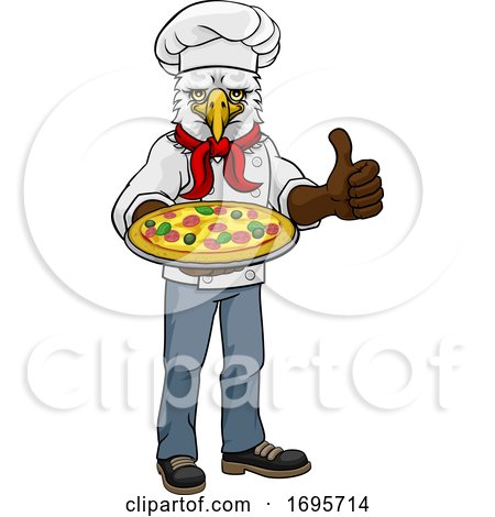 Eagle Pizza Chef Cartoon Restaurant Mascot by AtStockIllustration
