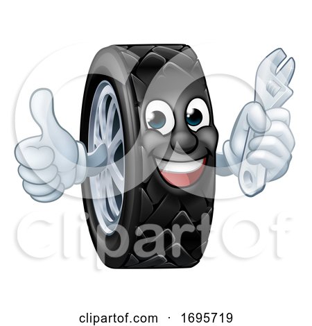 Tyre Cartoon Car Mechanic Service Mascot by AtStockIllustration
