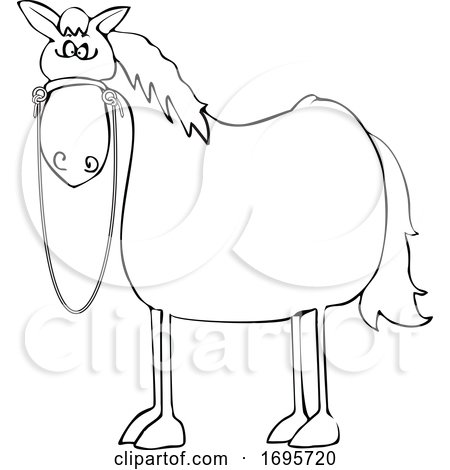Cartoon Lineart Startled Horse by djart