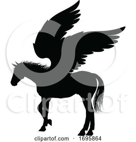 Pegasus Silhouette Mythological Winged Horse by AtStockIllustration