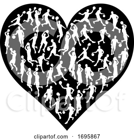 Bsketball Heart Silhouette Concept by AtStockIllustration