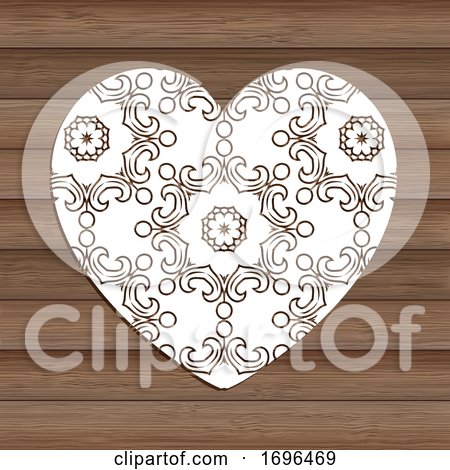 Decorative Cutout Heart on Wooden Texture by KJ Pargeter