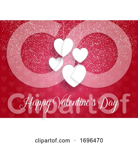 Decorative Valentines Day Background with Hanging Hearts by KJ Pargeter