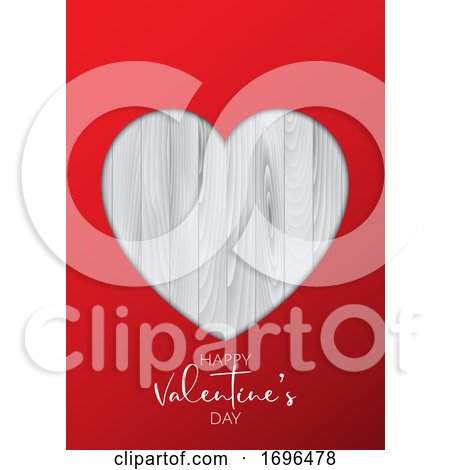 Valentines Day Background with Cutout Heart on Wooden Texture by KJ Pargeter