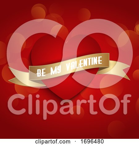 Valentines Day Background with Heart and Ribbon by KJ Pargeter