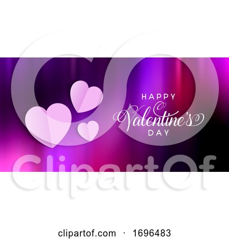 Valentines Day Banner with Folded Hearts Design by KJ Pargeter