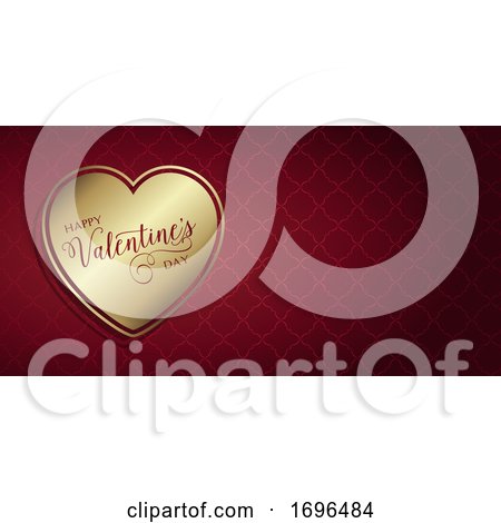 Valentines Day Banner with Gold Heart by KJ Pargeter