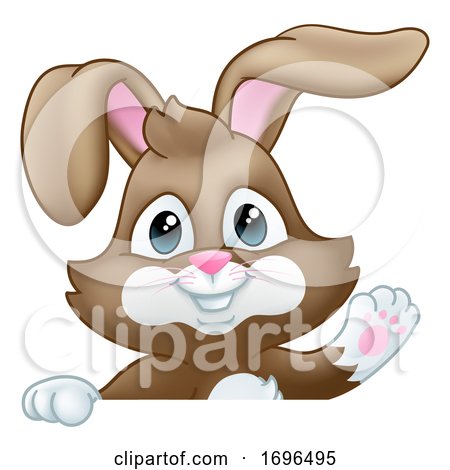 Easter Bunny Rabbit Cartoon Sign by AtStockIllustration