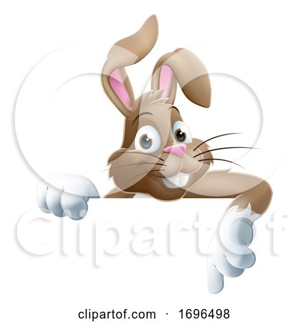 Easter Bunny Cartoon Sign by AtStockIllustration
