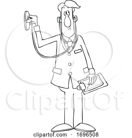 Cartoon Male Doctor Using a Stethoscope by djart