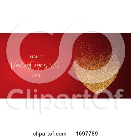 Valentine's Day Banner with Glittery Heart Design by KJ Pargeter
