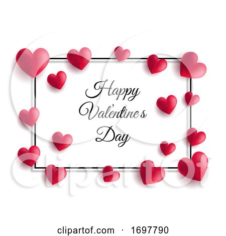 Valentine's Day Background with Hearts and Frame by KJ Pargeter
