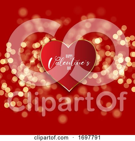Valentine's Day Background with Heart on Bokeh Lights Design by KJ Pargeter