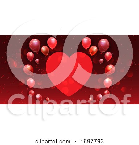 Valentine's Day Banner with Heart and Balloons by KJ Pargeter