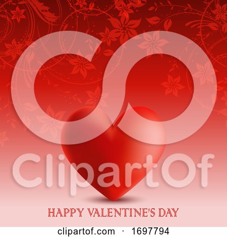 Valentines Day Background with Floral Design and Heart by KJ Pargeter