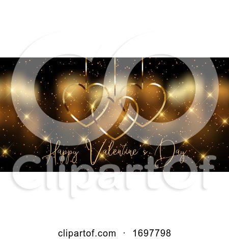 Elegant Golden Valentines Day Banner by KJ Pargeter