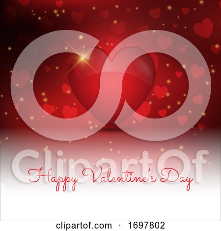 Decorative Valentines Day Background with 3D Style Heart by KJ Pargeter