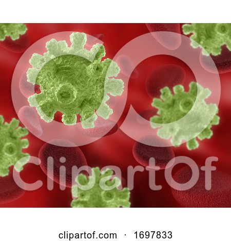 3D Medical Background with Virus and Blood Cells by KJ Pargeter