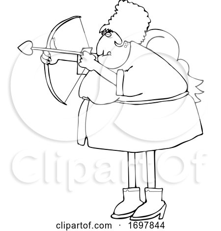Cartoon Chubby Female Cupid Aiming an Arrow by djart