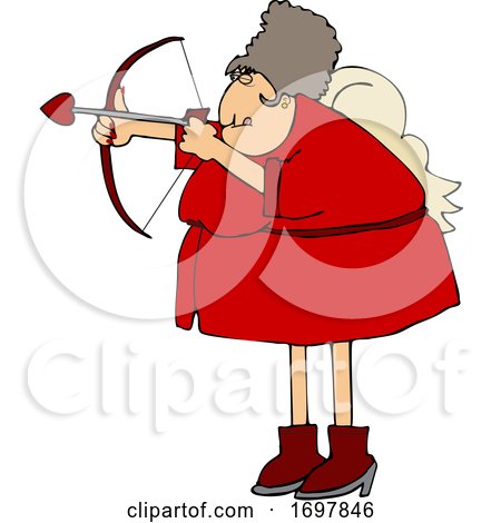 Cartoon Chubby Female Cupid Aiming an Arrow by djart