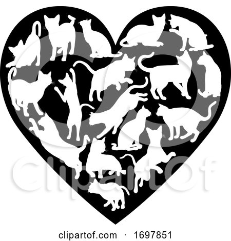 Cat Heart Silhouette Concept by AtStockIllustration #1697851