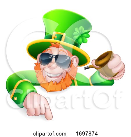 Leprechaun St Patricks Day Cartoon Cool Sunglasses by AtStockIllustration