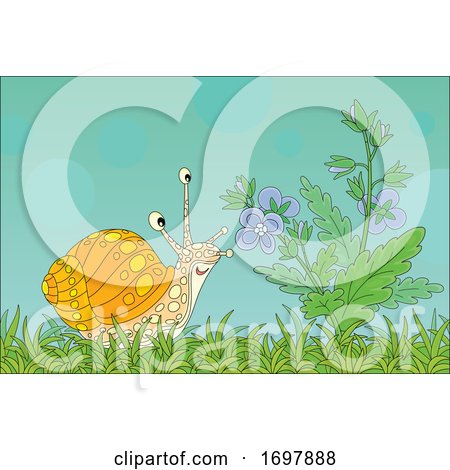 Spring Time Snail by Flowers by Alex Bannykh