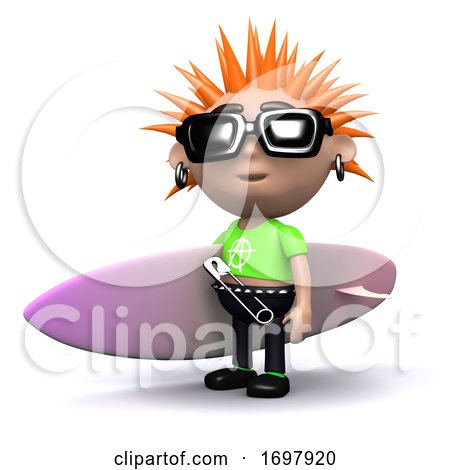 3d Punk with Surfboard by Steve Young