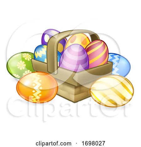 Easter Eggs Basket Hamper Cartoon by AtStockIllustration