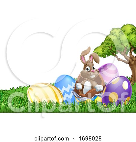 Easter Bunny Rabbit Breaking out of Egg Cartoon by AtStockIllustration