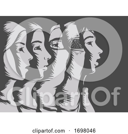 Muslim Woman Stencil Illustration by BNP Design Studio
