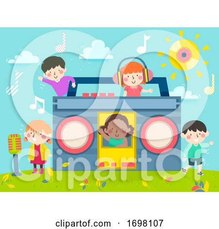 Kids Enjoy Music Boom Box Illustration by BNP Design Studio