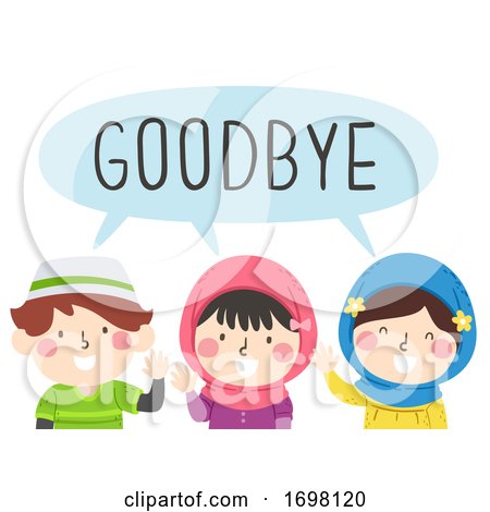 Kids Muslim Wave Goodbye Illustration by BNP Design Studio