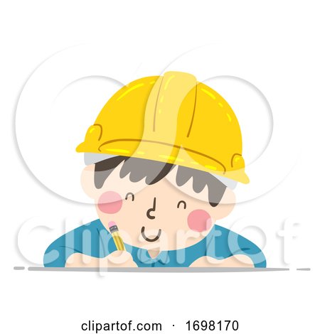 Kid Boy Construction Engineer Write Illustration by BNP Design Studio