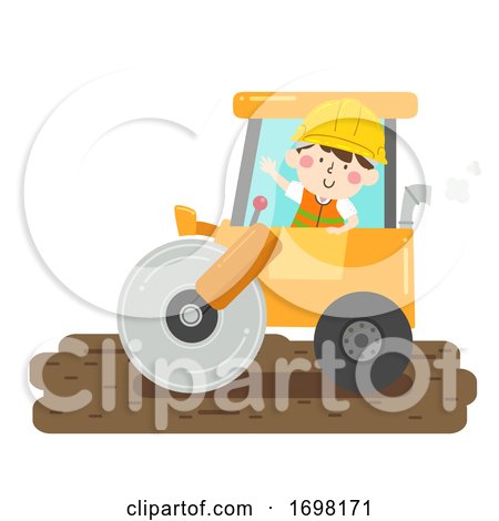 Kid Boy Construction Road Roller Illustration by BNP Design Studio