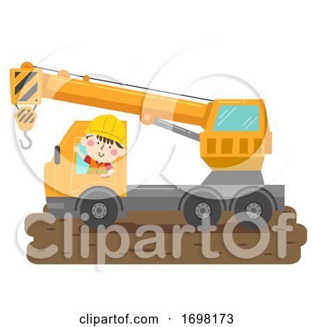 Kid Boy Construction Crane Truck Illustration by BNP Design Studio