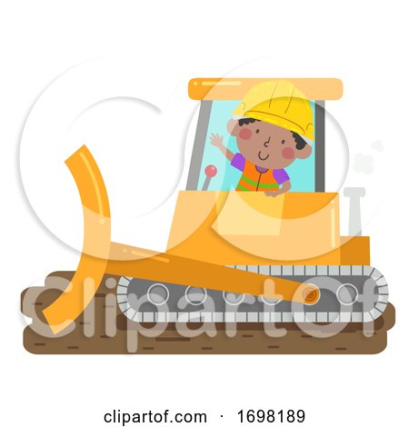 Kid Boy Construction Bulldozer Illustration by BNP Design Studio