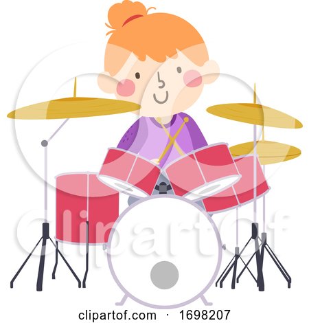 Kid Girl Drum Practice Kid Activity Illustration by BNP Design Studio