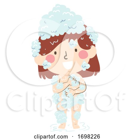 Kid Toddler Girl Body Wash Illustration by BNP Design Studio