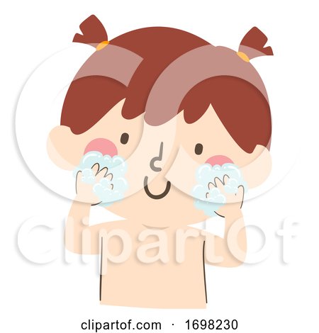 Kid Toddler Girl Wash Face Illustration by BNP Design Studio