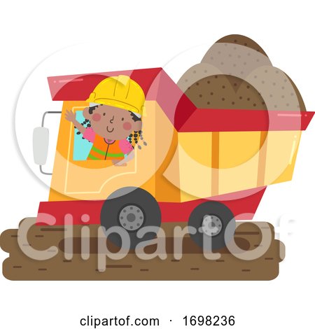 Kid Girl Construction Dump Truck Illustration by BNP Design Studio