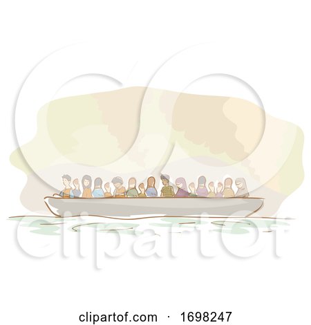 War Victims Refugee Boat Illustration by BNP Design Studio
