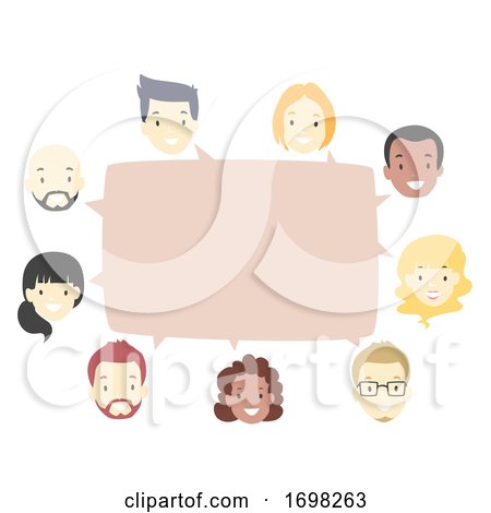 People Heads Diversity Speech Bubble Illustration by BNP Design Studio